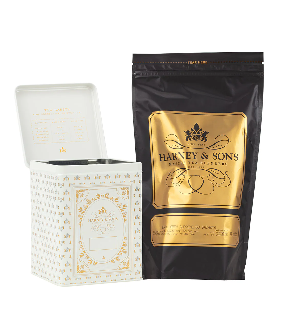 Harney & Sons Hinged Storage Canister – Earl Grey Supreme Sachets Bundle - Image 4